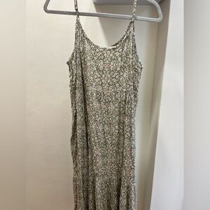 Floral Green Sleeveless Maxi Dress